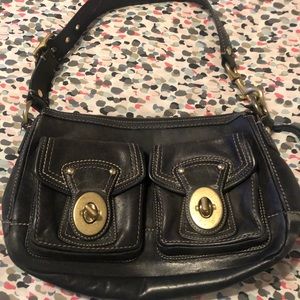 Black leather coach purse